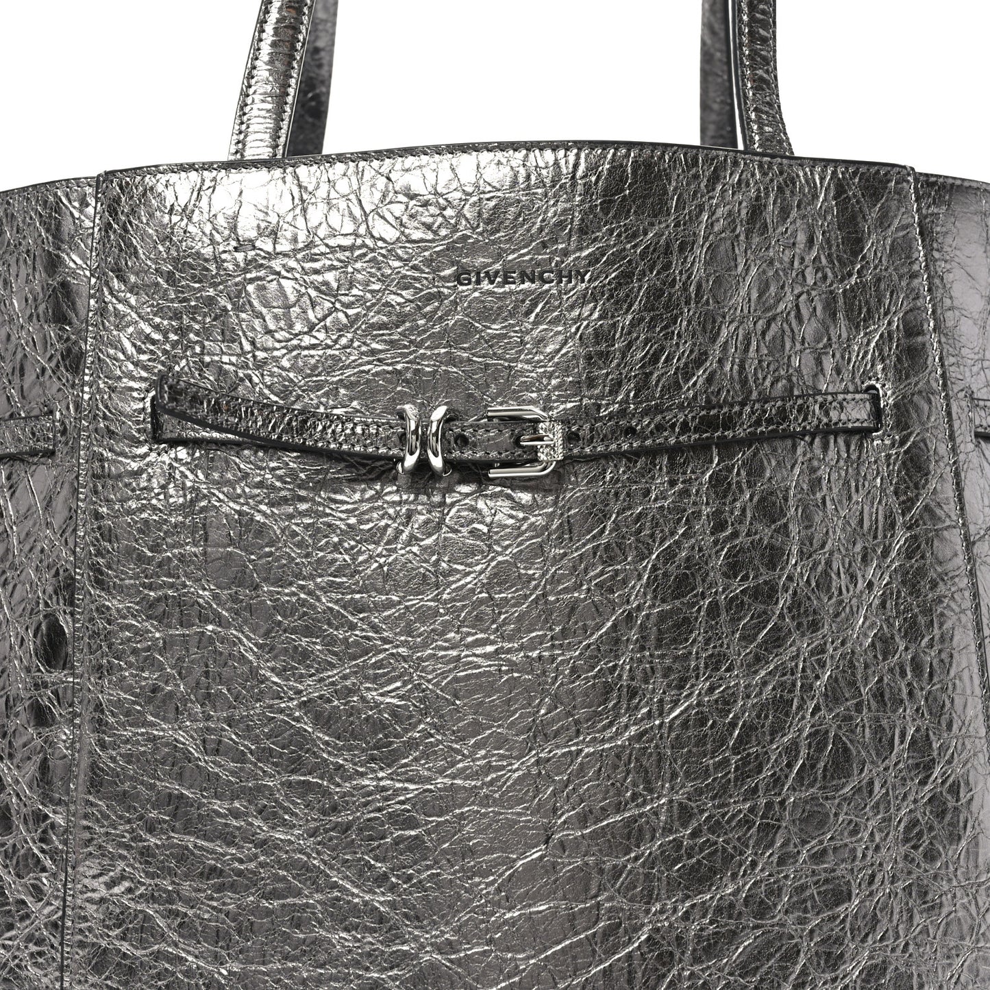 Metallic Calfskin Voyou Medium Tote Bag Silver