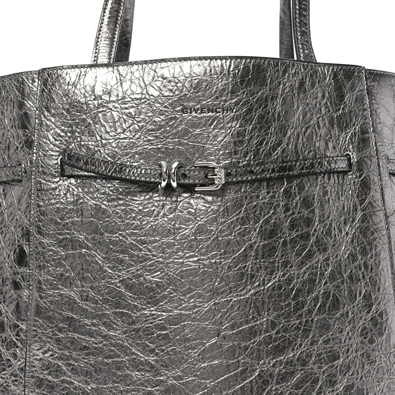 Givenchy Metallic Calfskin Voyou Medium Tote Bag Silver 7 of 9