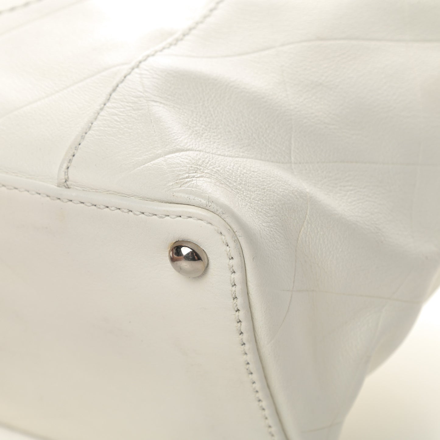 Calfskin CC Chevron All Day Long Tote White