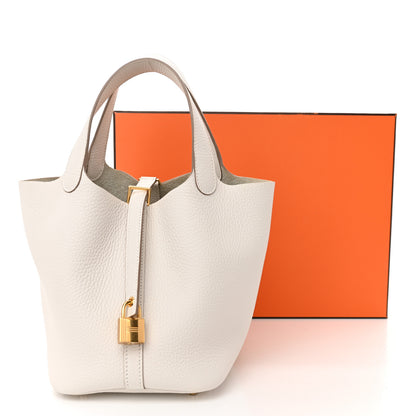 Hermes Taurillon Clemence Picotin Lock 18 PM Gris Pale 11 of 11