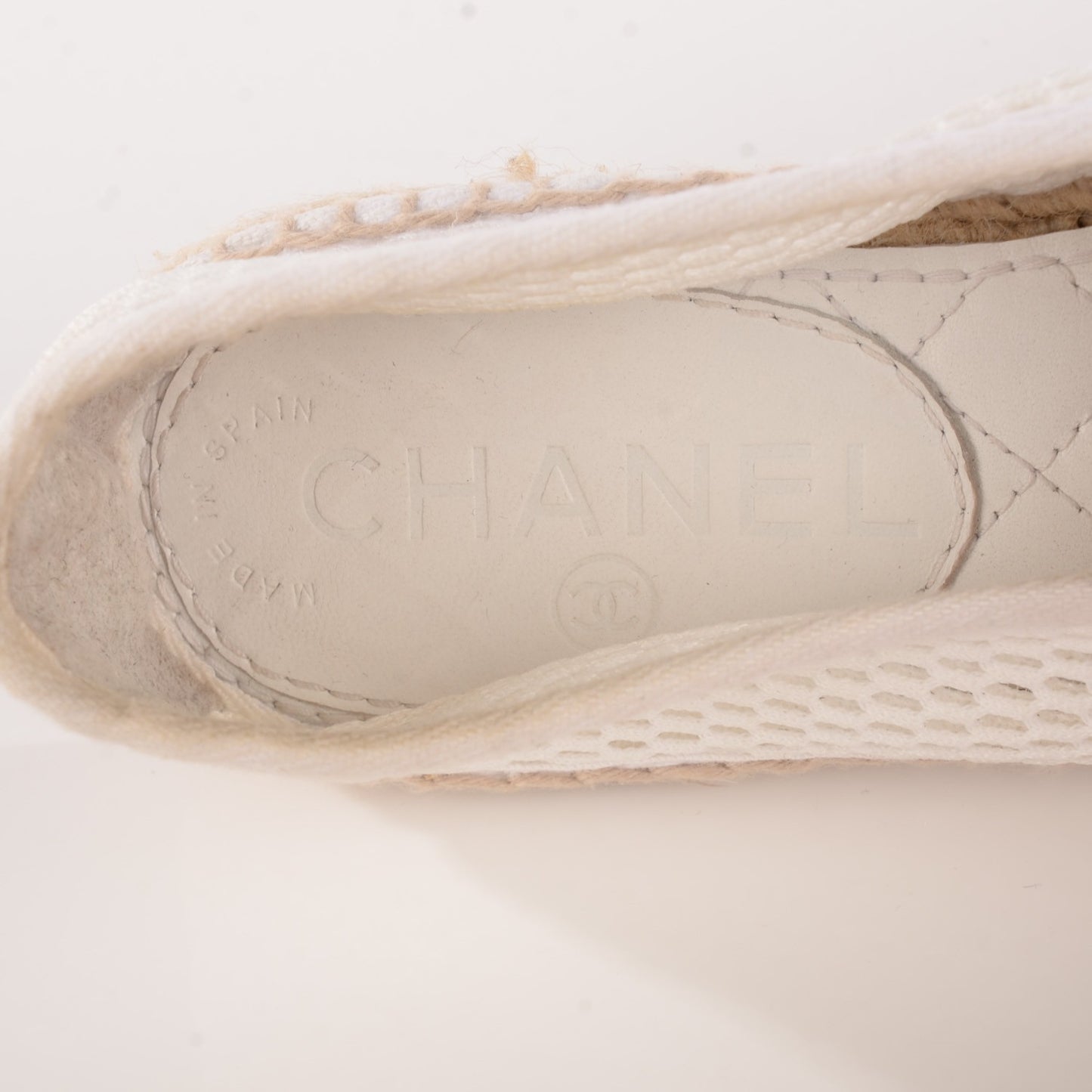 Mesh Lambskin Espadrilles 39 White Black