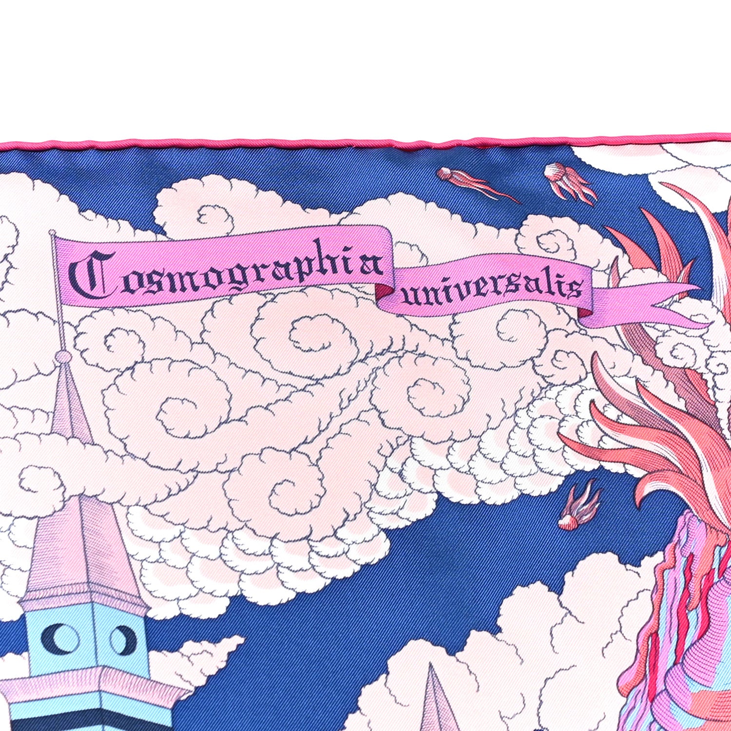 Hermes Silk Cosmographia Universalis Scarf 90 Bleu Jean Rose Vif 5 of 6