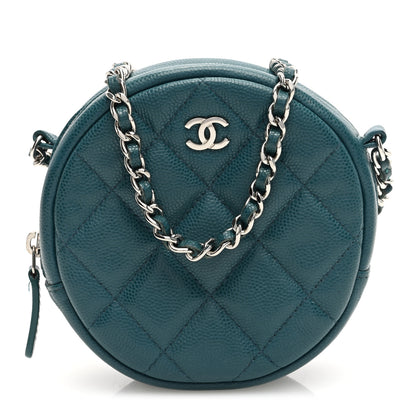 Chanel Caviar Quilted Round Clutch With Chain Green 1 of 9