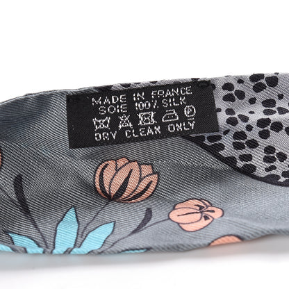 Hermes Silk Les Leopards Twilly Gris Acier Gris Perle Peach 3 of 5