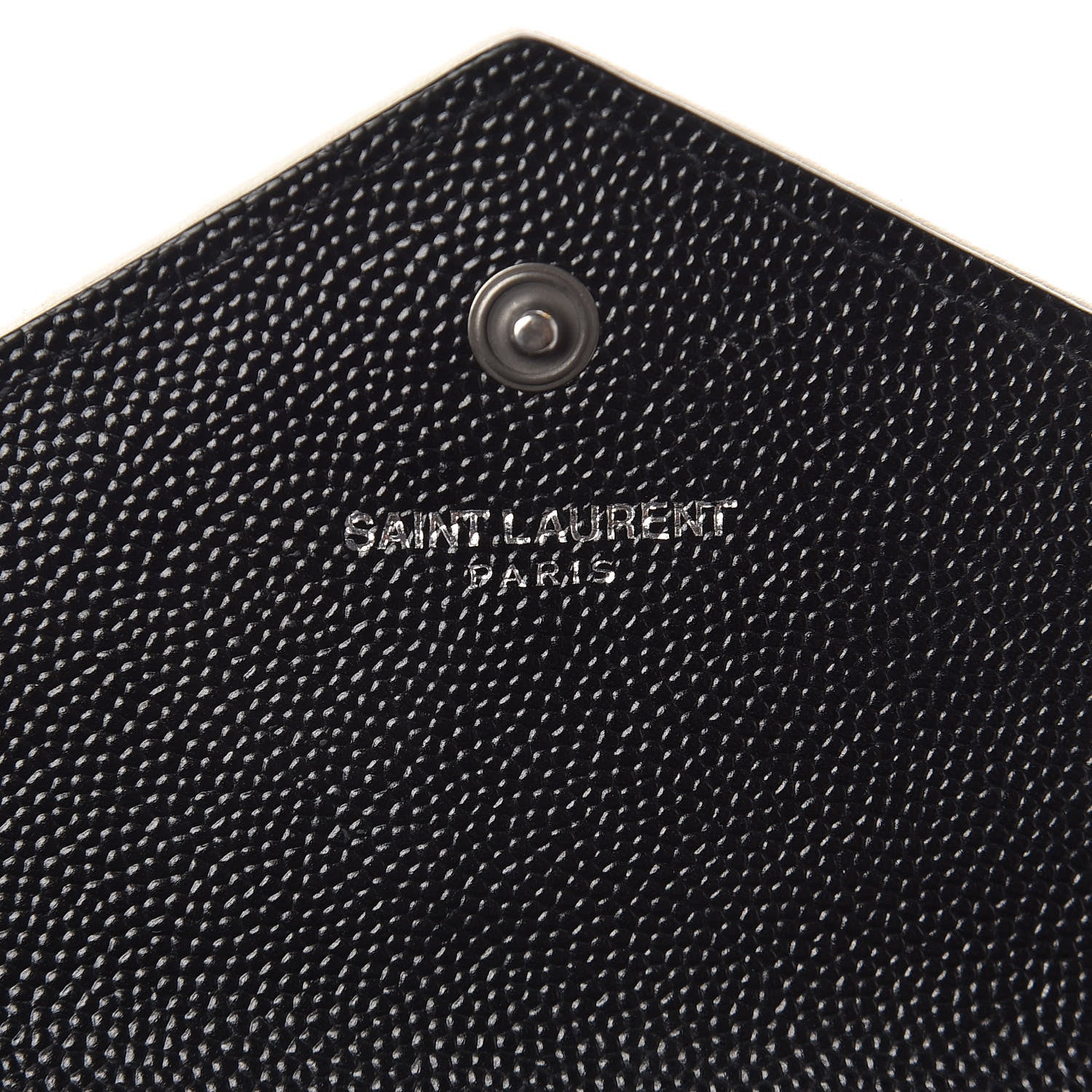 Saint Laurent Grain De Poudre Matelasse Chevron Small Monogram Envelope Wallet Black Dove White 6 of 7