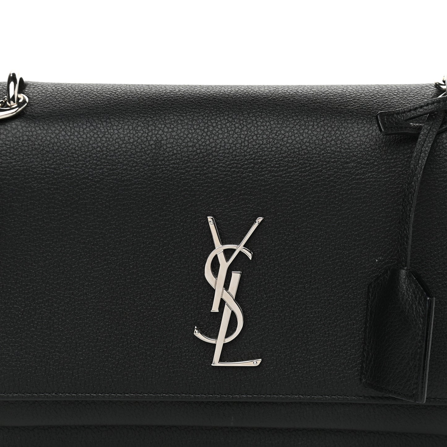 Grained Calfskin Medium Monogram Sunset Satchel Black
