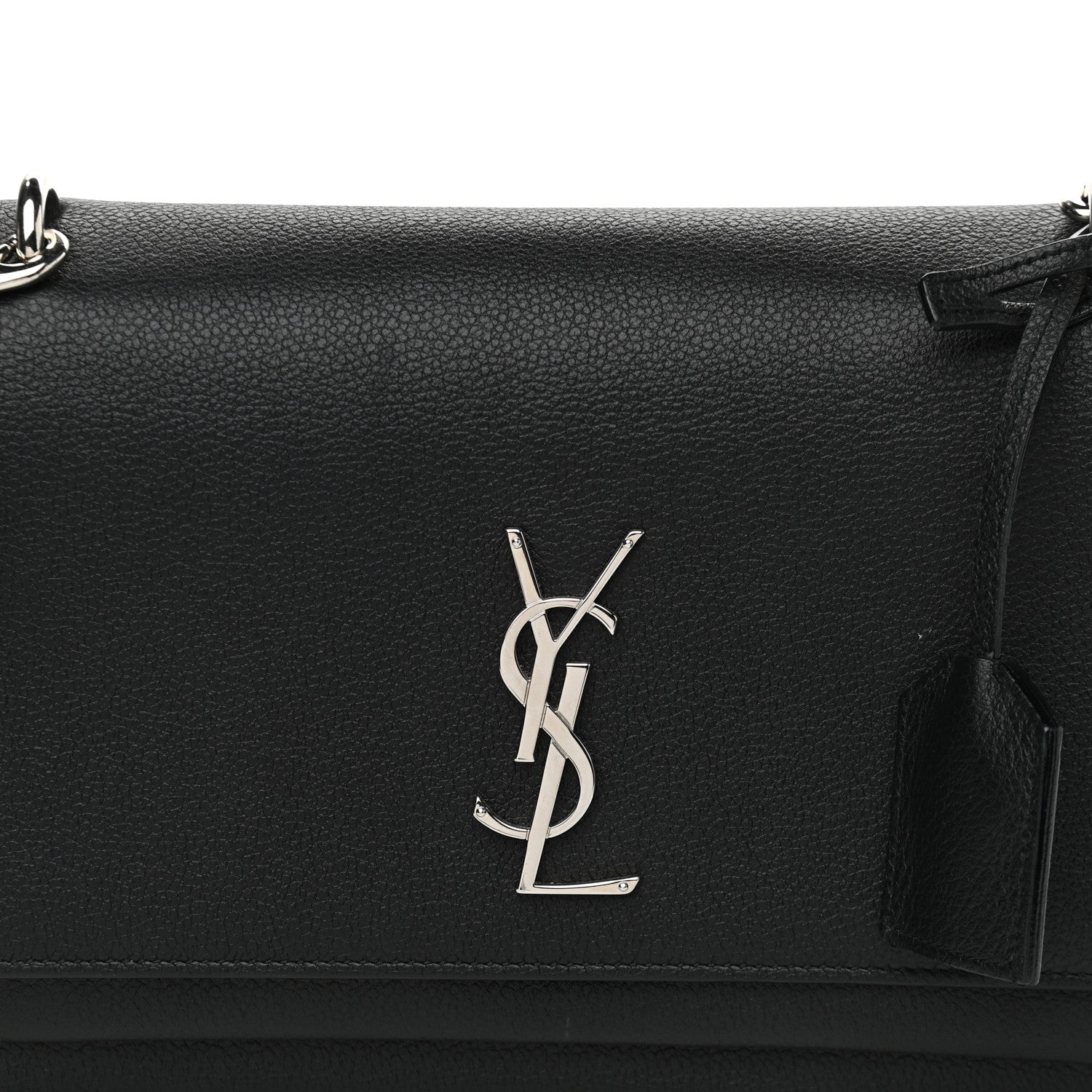 Saint Laurent Grained Calfskin Medium Monogram Sunset Satchel Black 7 of 12