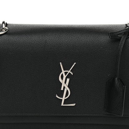 Saint Laurent Grained Calfskin Medium Monogram Sunset Satchel Black 7 of 12