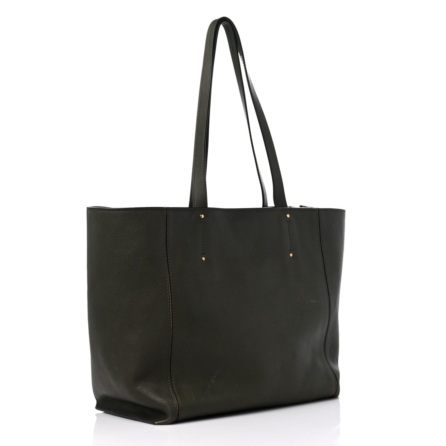 Smooth Calfskin Medium Milo Shopping Tote Midnight Green