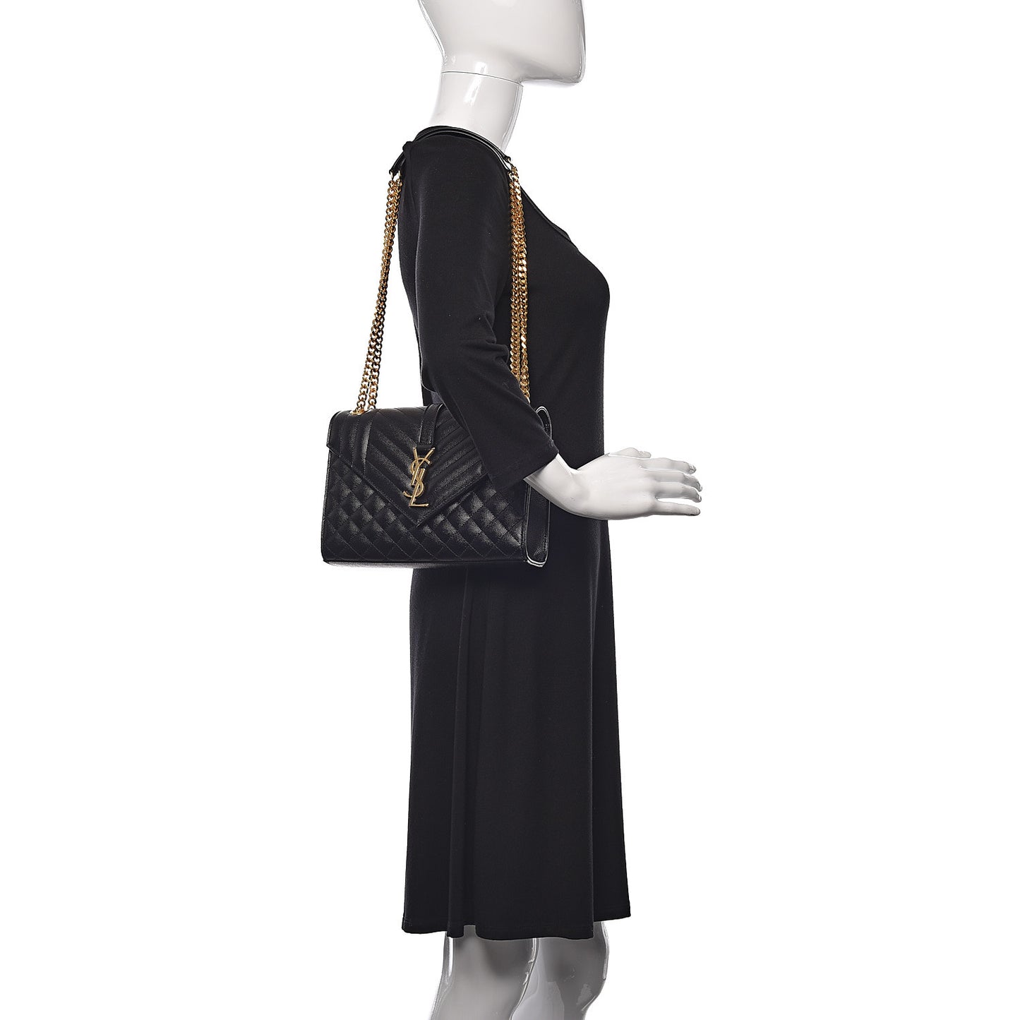 Grain De Poudre Textured Mixed Matelasse Triquilt Medium Monogram Satchel Black