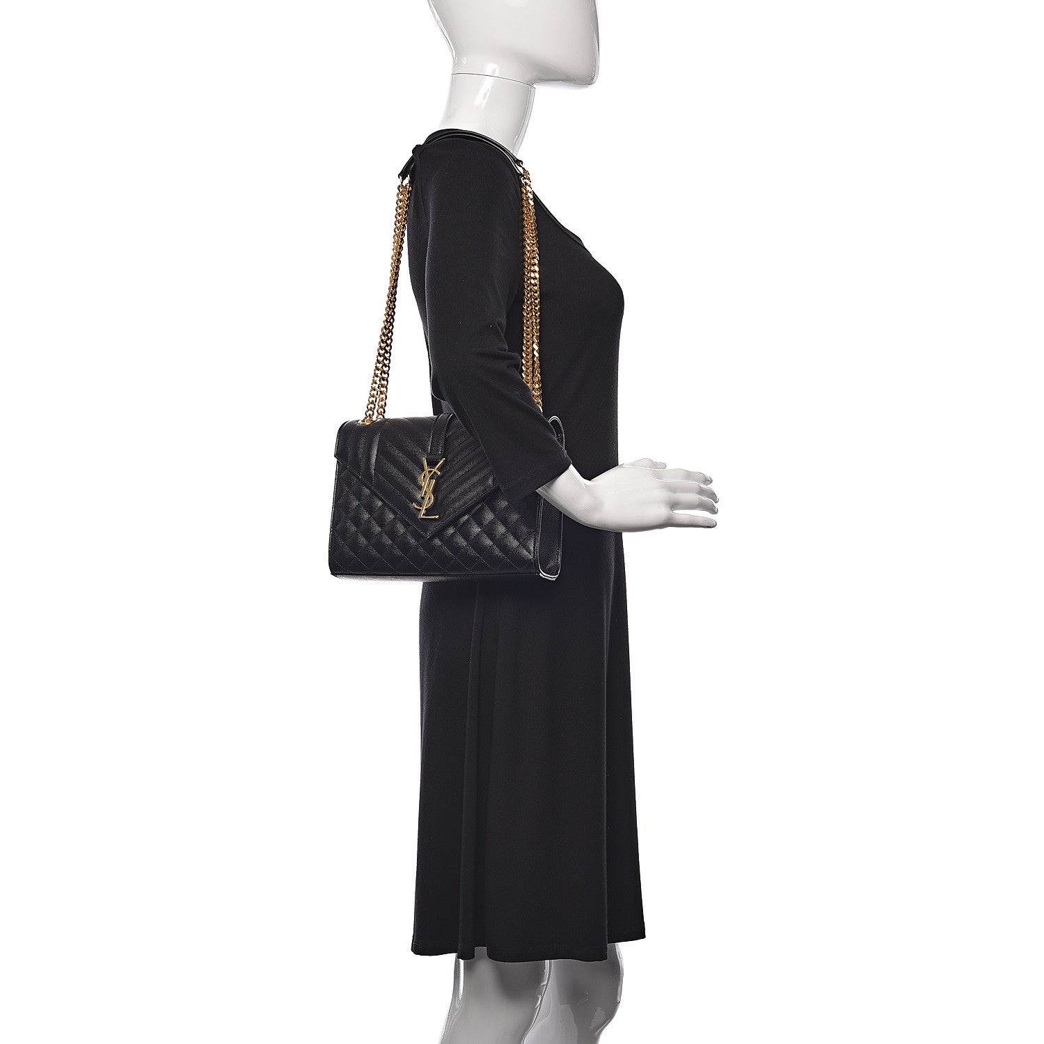 Saint Laurent Grain De Poudre Textured Mixed Matelasse Triquilt Medium Monogram Satchel Black 2 of 10