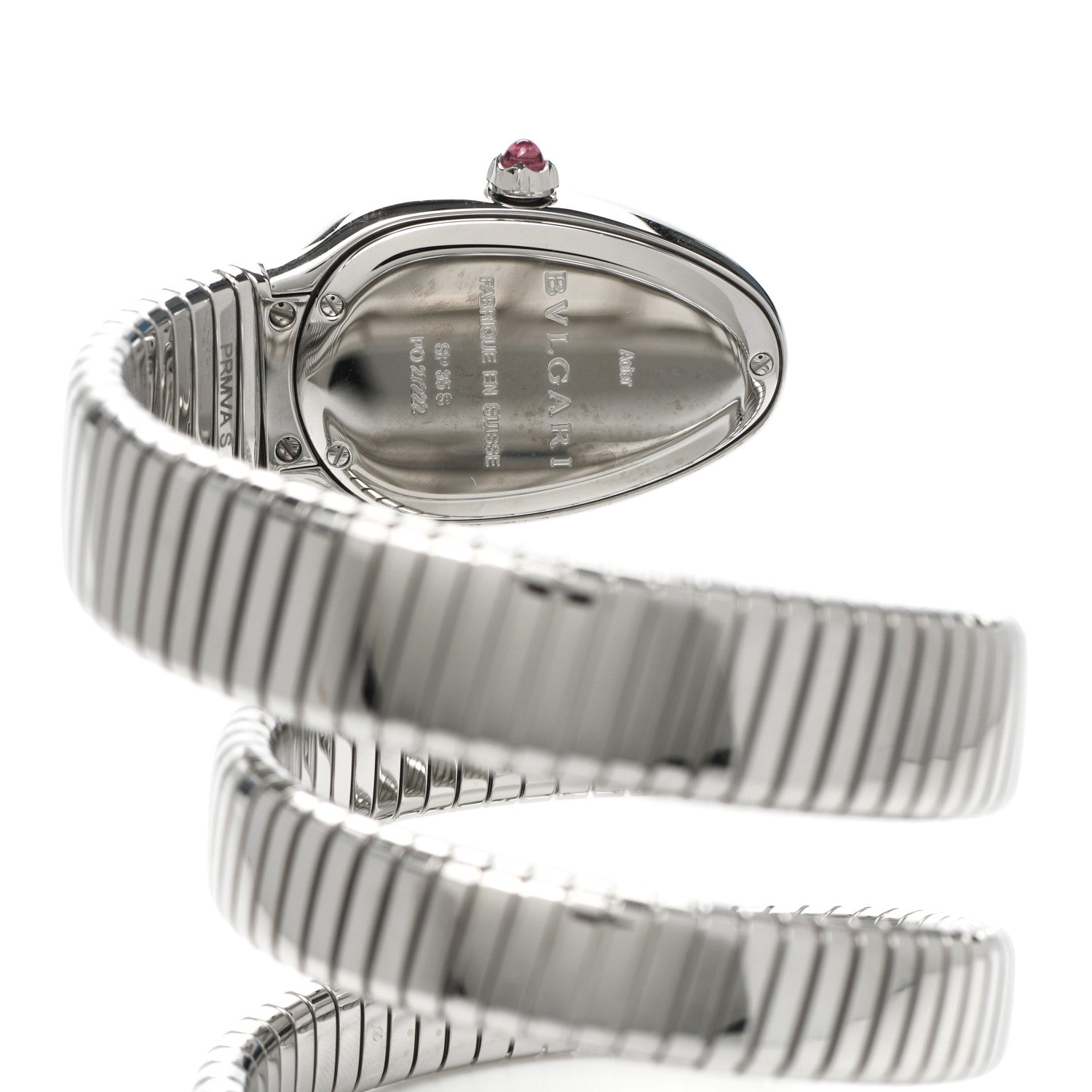 Bulgari Stainless Steel Diamond Bezel 35mm Serpenti Tubogas Double Spiral Quartz Watch 4 of 5