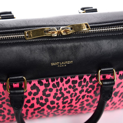 Saint Laurent Calfskin Printed Leopard Classic Baby Duffle Pink Black 10 of 13