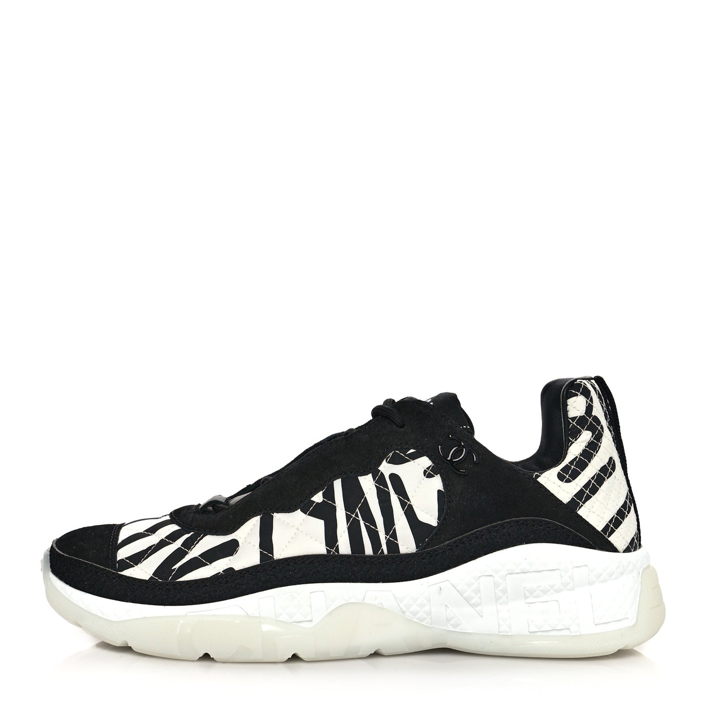 Nylon Suede Calfskin Printed Sneakers 41 White Black