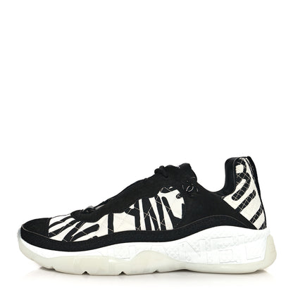 Chanel Nylon Suede Calfskin Printed Sneakers 41 White Black 1 of 8