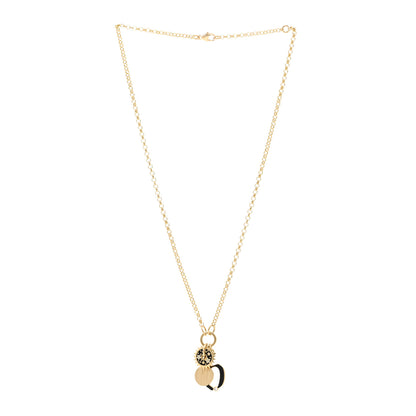 Foundrae 18K Yellow Gold Diamond Enamel Blossom Disc Letter Belcher Chain Necklace 3 of 4