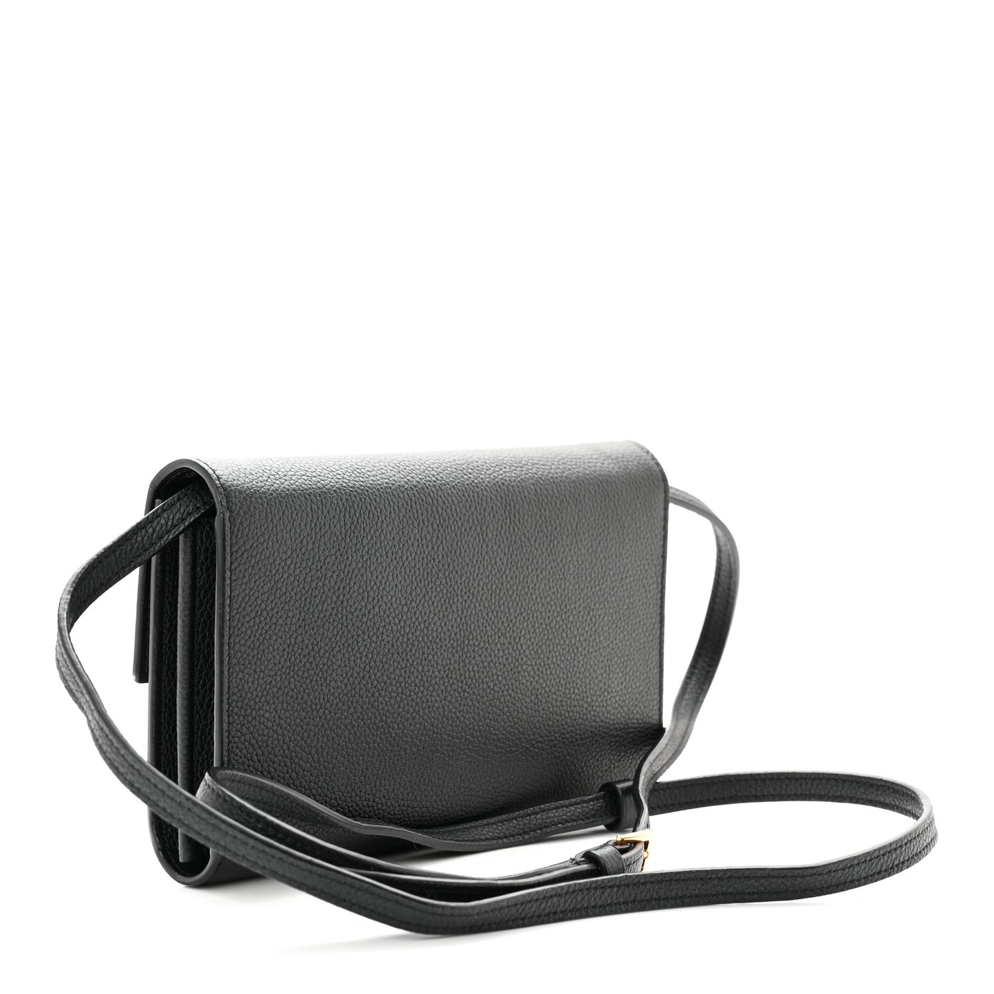 Calfskin T Clasp Tara Wallet On Strap Black