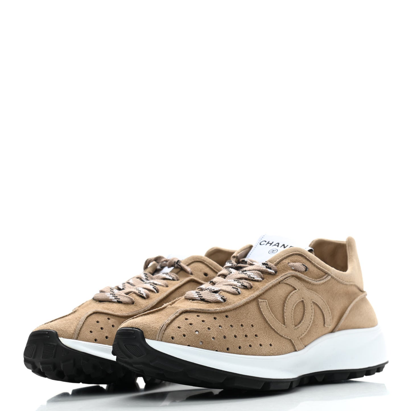 Suede Goatskin CC Sneakers 38 Dark Beige