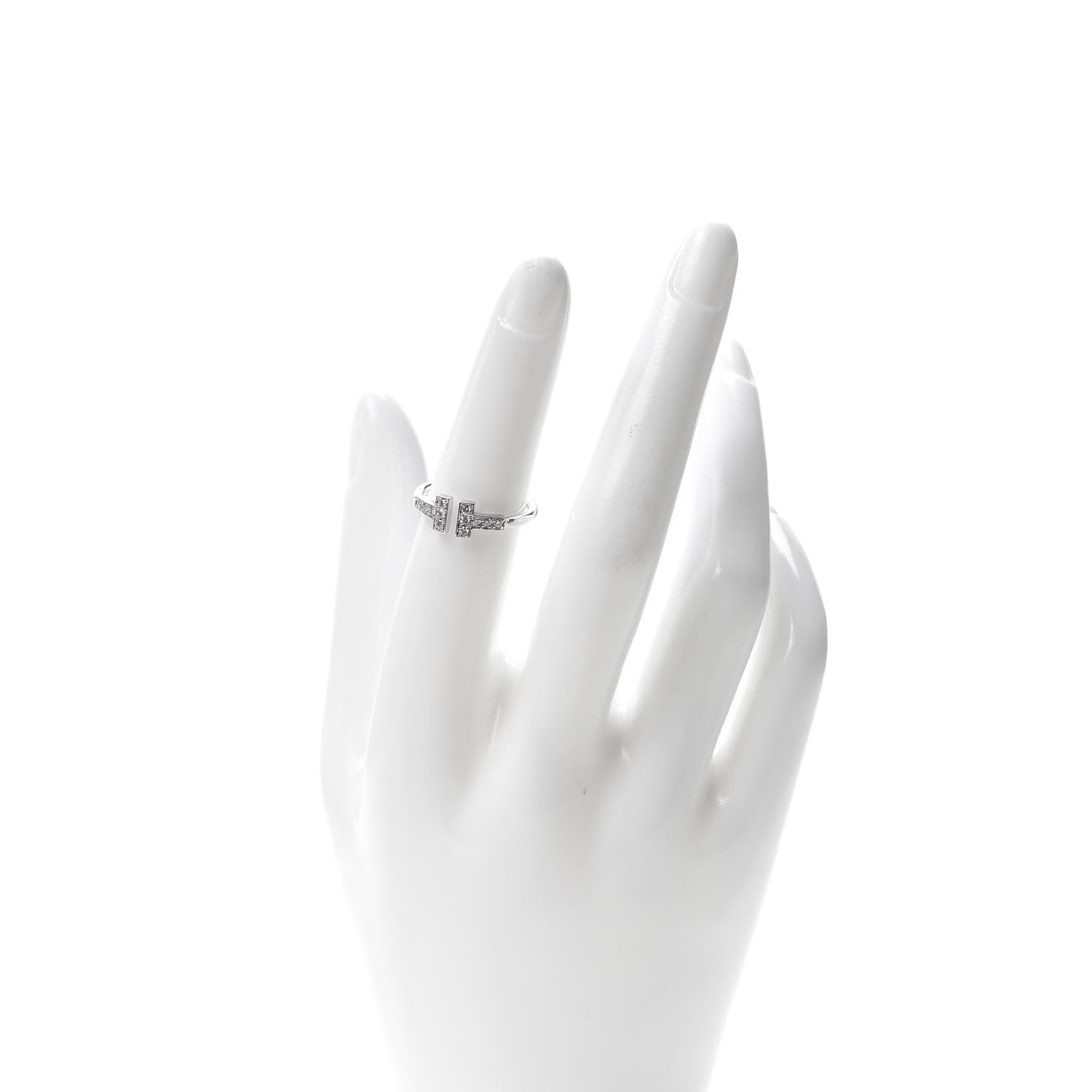 Tiffany 18K White Gold Diamond T Wire Ring 50 5.5 3 of 5
