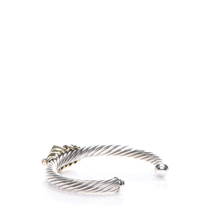 David Yurman Sterling Silver 14K Yellow Gold 7mm Blue Topaz Pink Tourmaline Renaissance Cable Station Bracelet 3 of 6