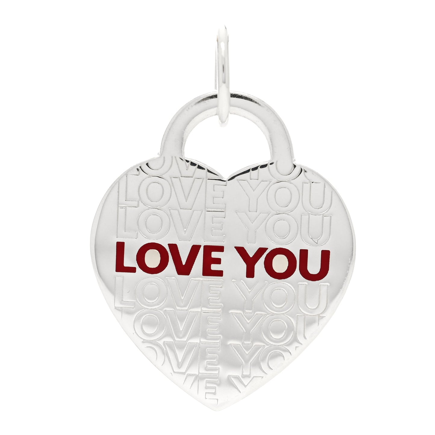 Sterling Silver Enamel LOVE YOU Heart Charm Red