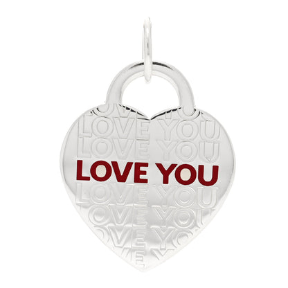 Tiffany Sterling Silver Enamel LOVE YOU Heart Charm Red 1 of 4