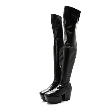 Prada Nappa Tech Logo Over the Knee 70mm Platform Boots 36 Black 3 of 10