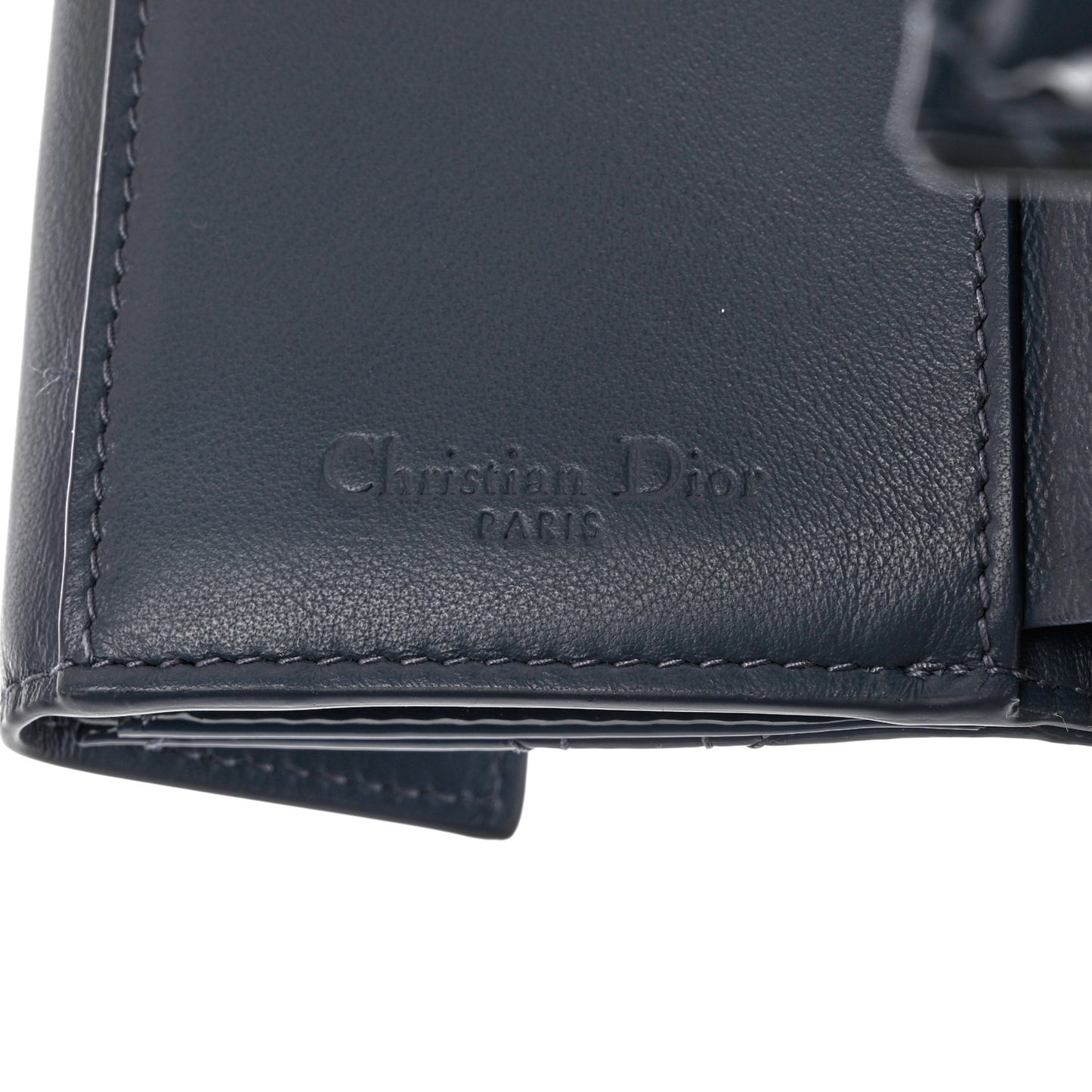 Patent Cannage Lady Dior Lotus Wallet Denim Blue