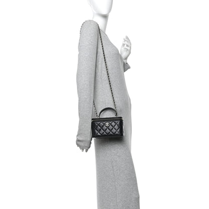 Chanel Lambskin Quilted Small Top Handle Vanity Case With Chain Black 2 of 10