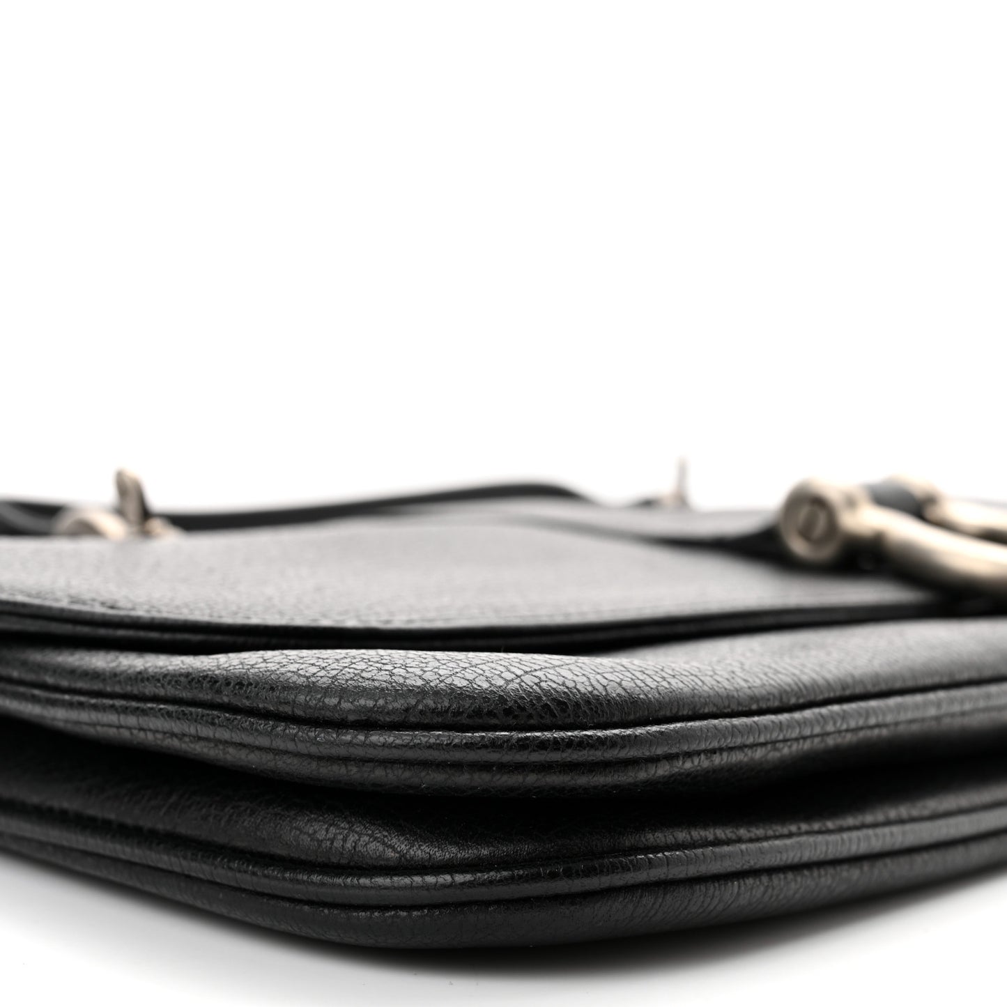 Textured Calfskin Shoulder Bag Black