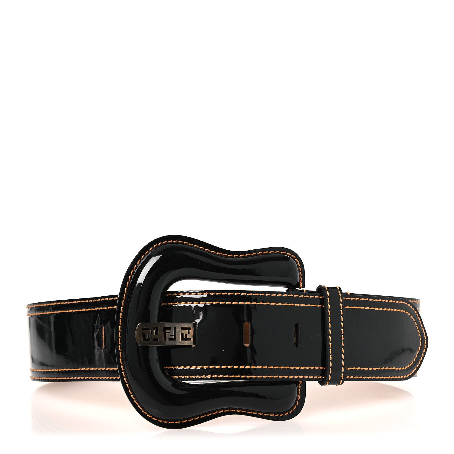 Fendi Patent Wide B Belt 80/32 Black 1 of 7