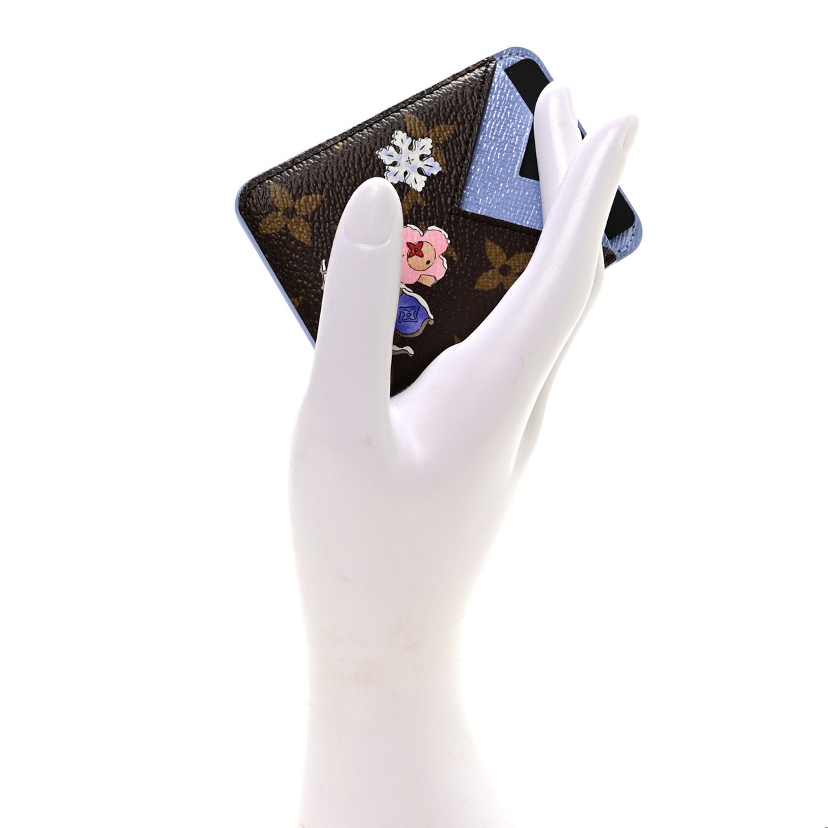 Monogram Magnet Vivienne Card Holder Blue Frost