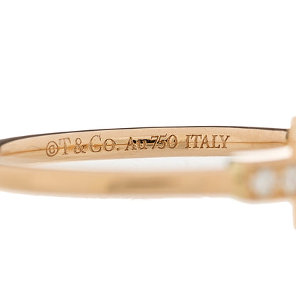Tiffany 18K Rose Gold Diamond T Wire Ring 53 6.25 5 of 6