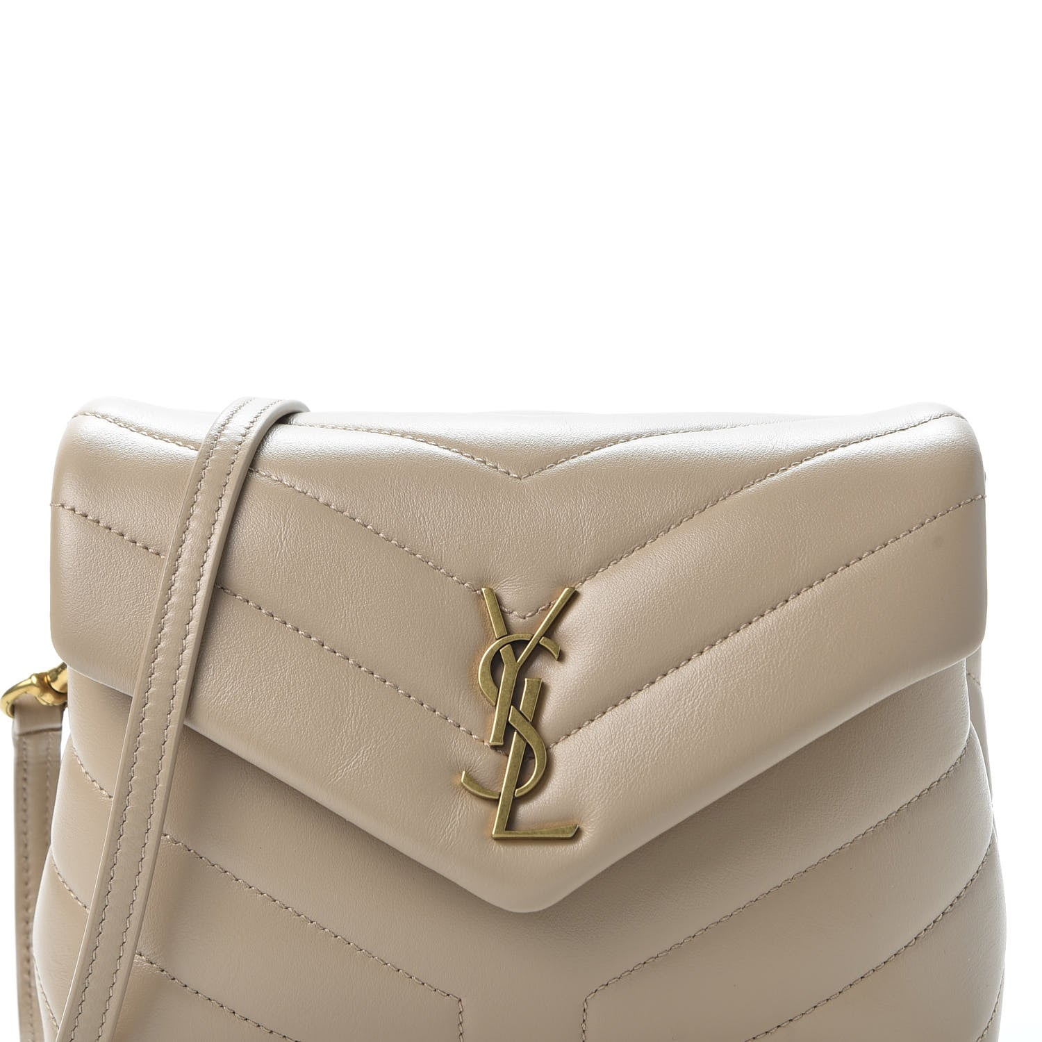 Saint Laurent Calfskin Y Quilted Monogram Toy Loulou Crossbody Bag Dark Beige 10 of 11