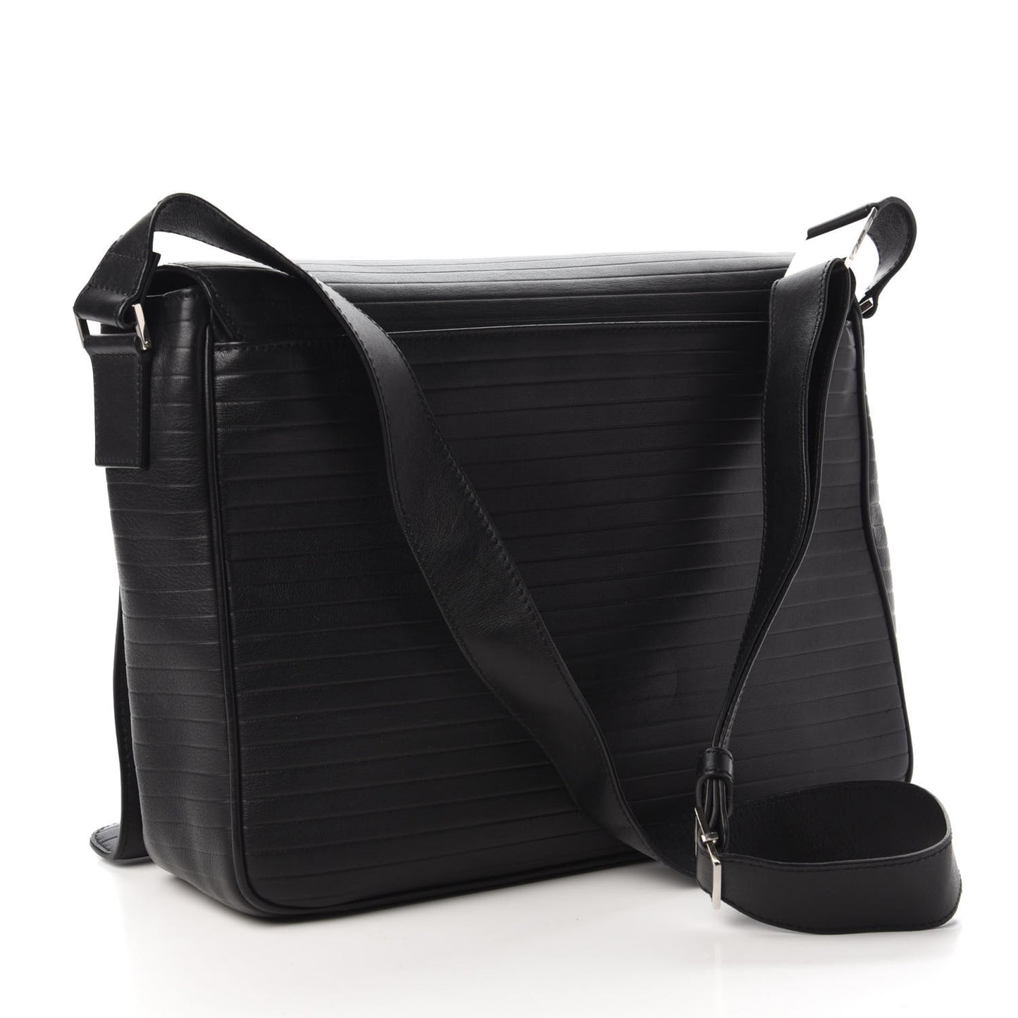 HOMME Calfskin Ribbed Messenger Black
