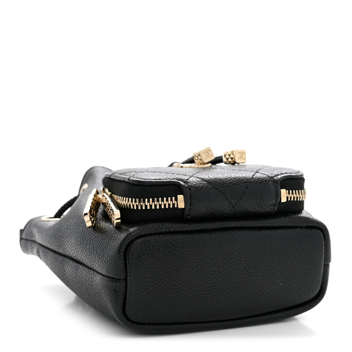 Caviar Quilted Mini CC Pocket Bucket Bag Black