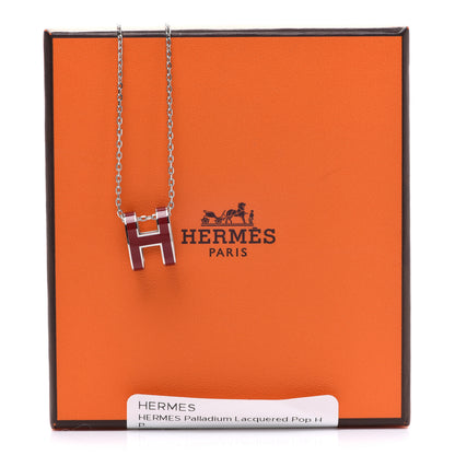 Hermes Palladium Lacquered Pop H Pendant Necklace Rouge H 8 of 8