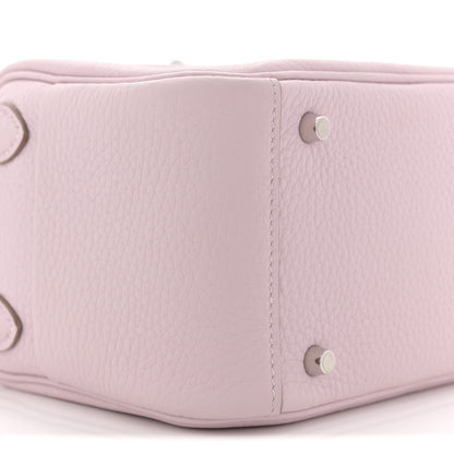 Hermes Taurillon Clemence Verso Mini Lindy 20 Mauve Pale Mushroom 9 of 12
