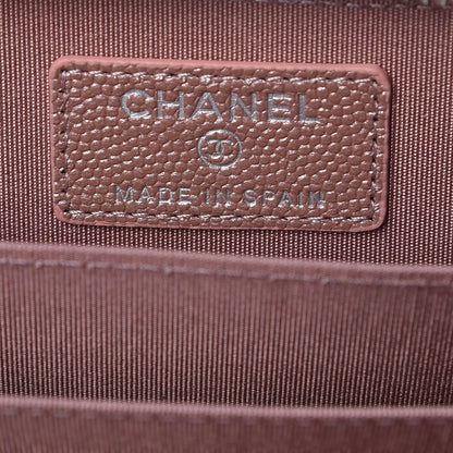 Chanel Metallic Caviar Chevron Quilted Vintage Mademoiselle Zip Coin Purse Pink 6 of 8