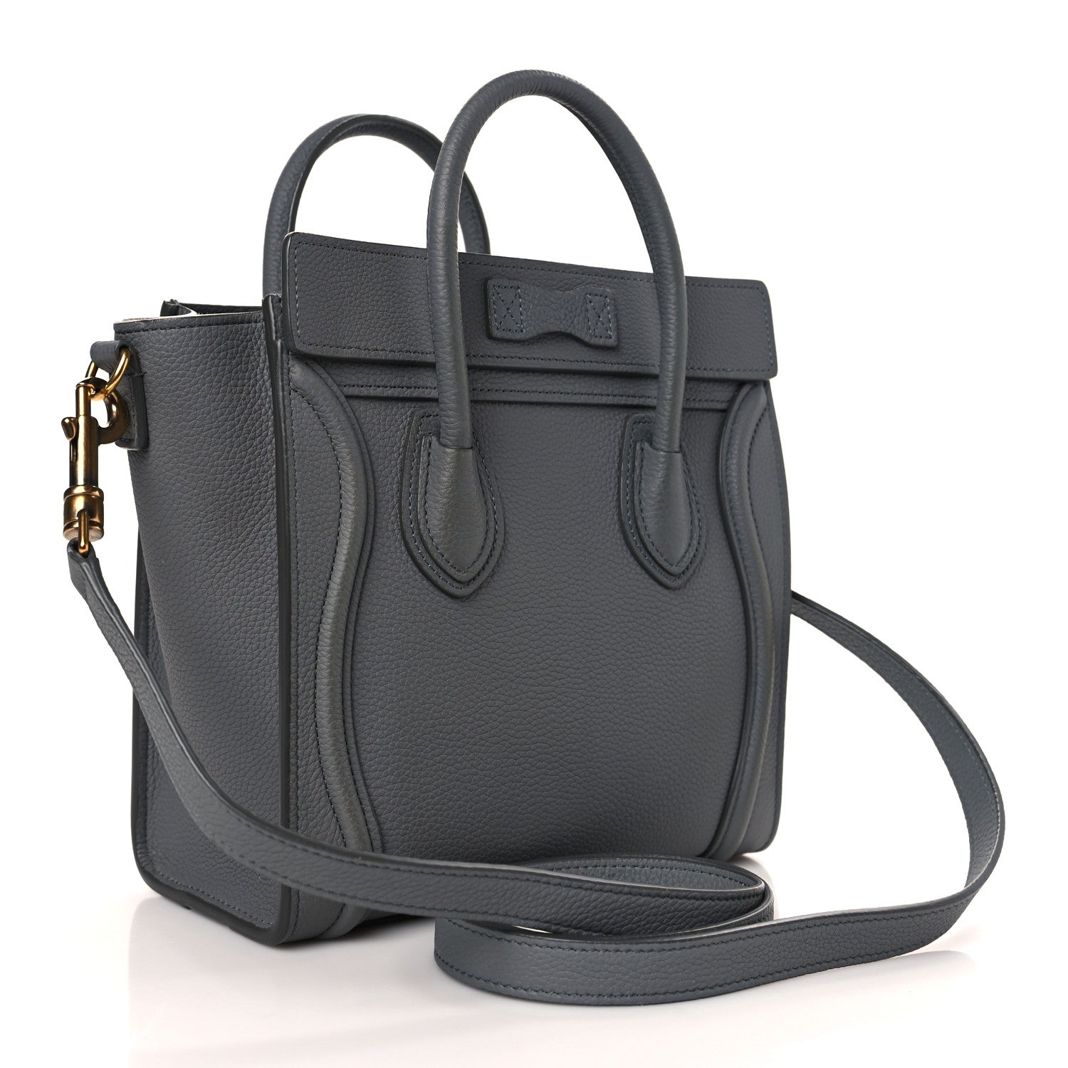 Celine Drummed Calfskin Nano Luggage Kohl 3 of 9