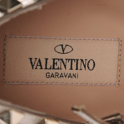 Valentino Garavani Metallic Pebbled Calfskin Rockstud Cage Ballerina Flats 39 Sasso 7 of 8
