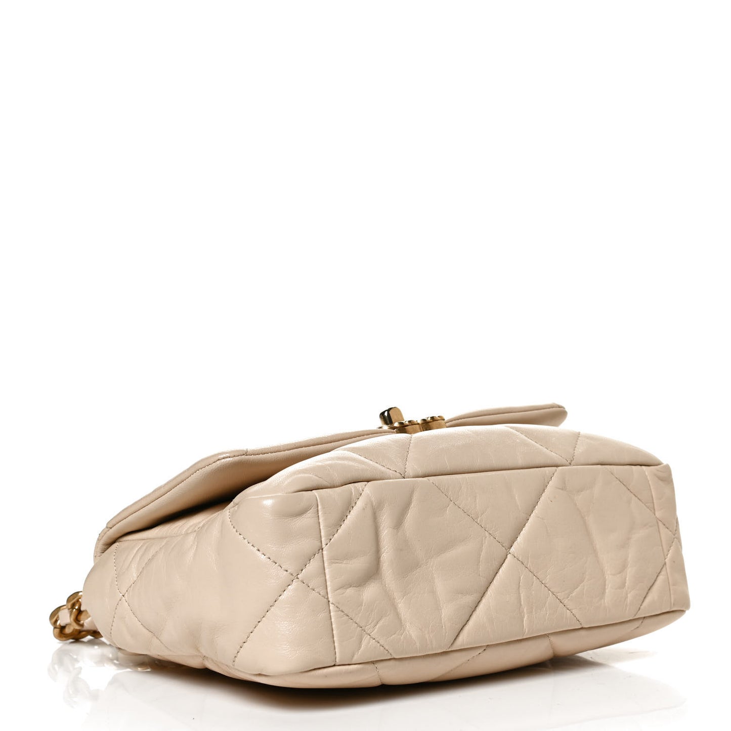 Goatskin Quilted Medium Chanel 19 Flap Beige