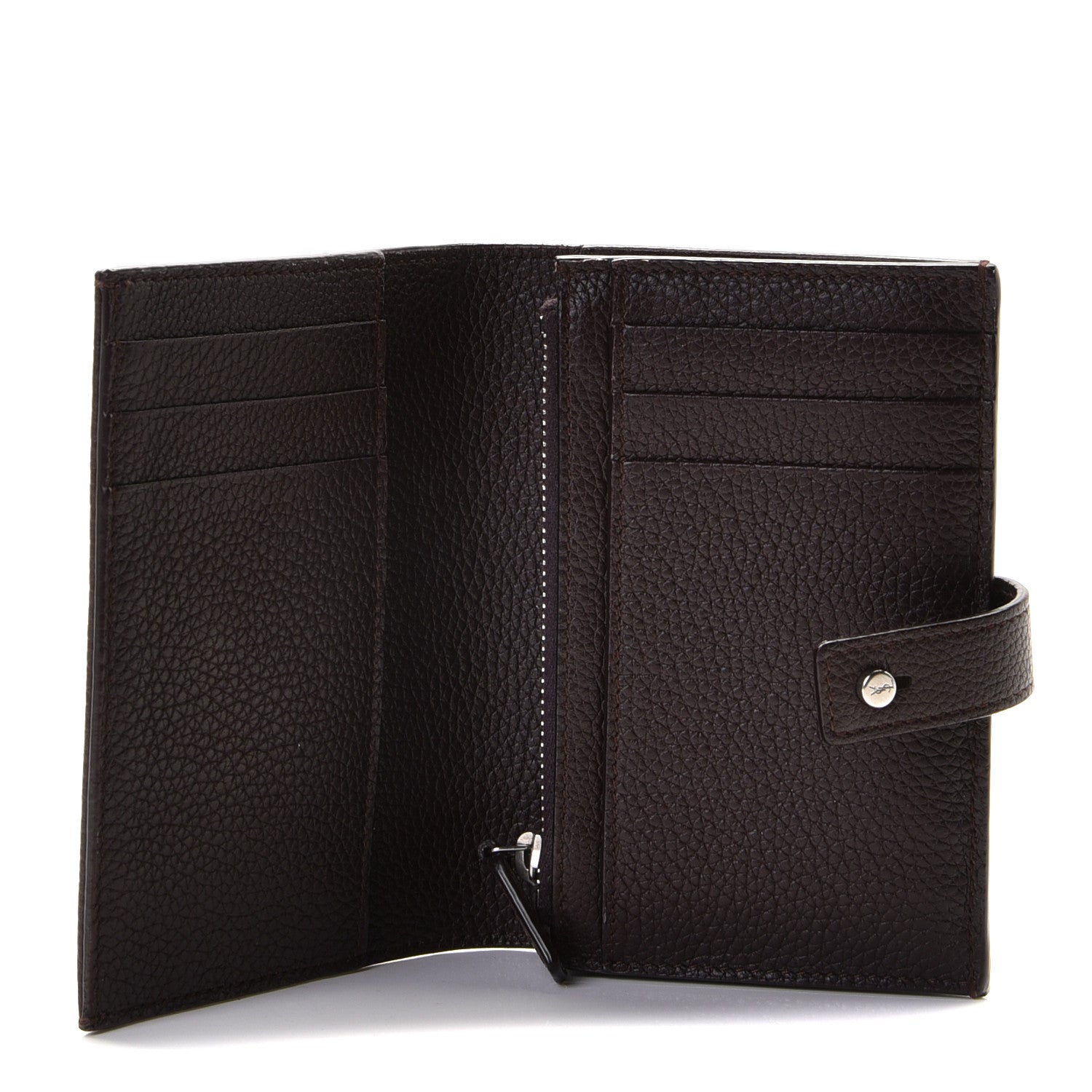 Saint Laurent Grained Calfskin Sac De Jour Compact Wallet Black Tulipe 8 of 9