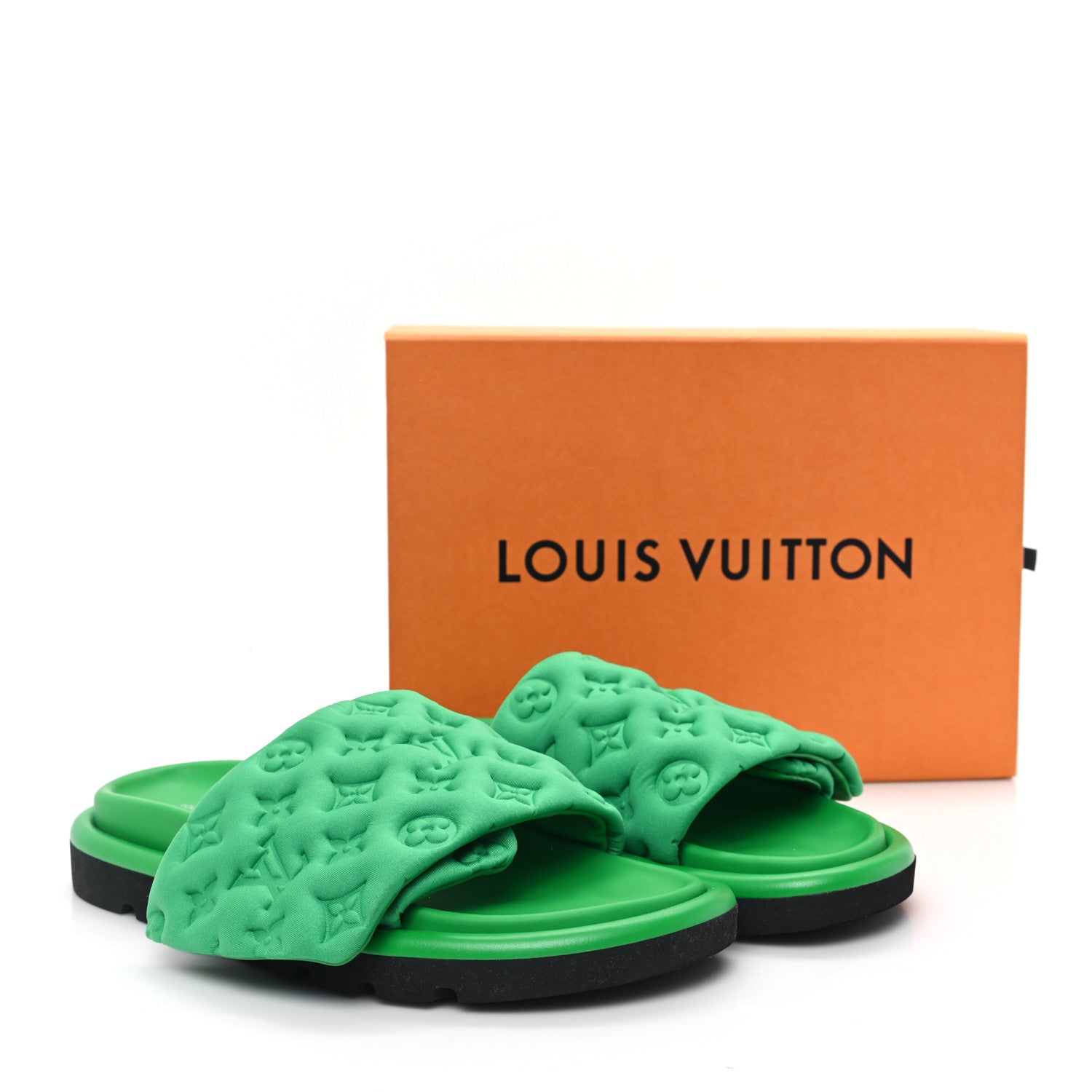 Louis Vuitton Technical Fabric Embossed Monogram Pool Pillow Comfort Mules 41 Green 12 of 12
