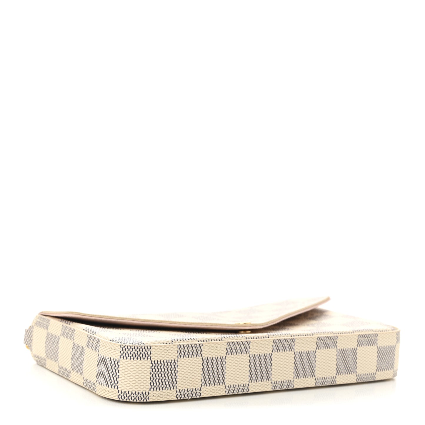 Damier Azur Pochette Felicie Chain Wallet Rose Ballerine