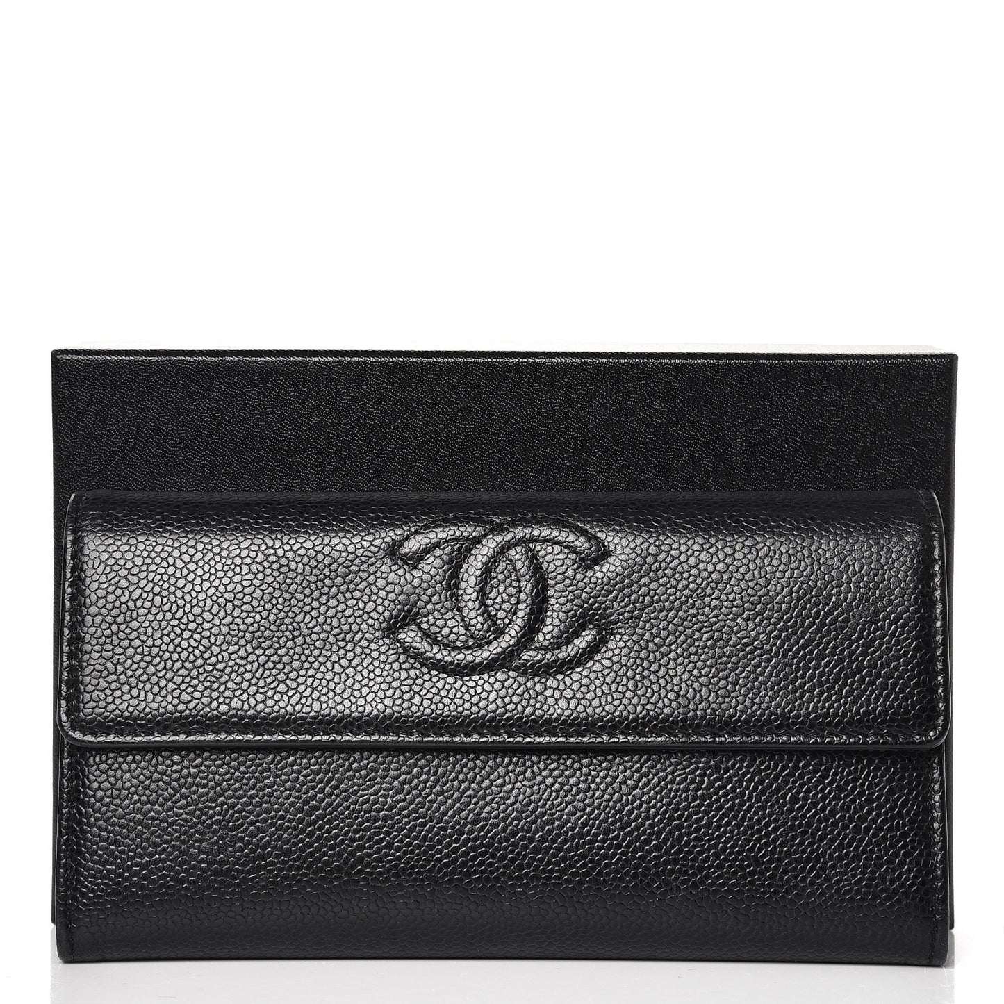 Caviar Timeless CC Large Gusset Flap Wallet Black