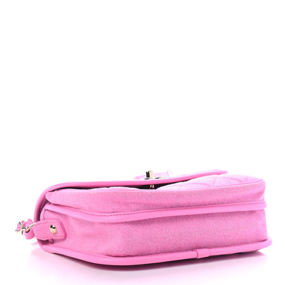 Chanel Denim Quilted Small Messenger Flap Neon Pink 6 of 8