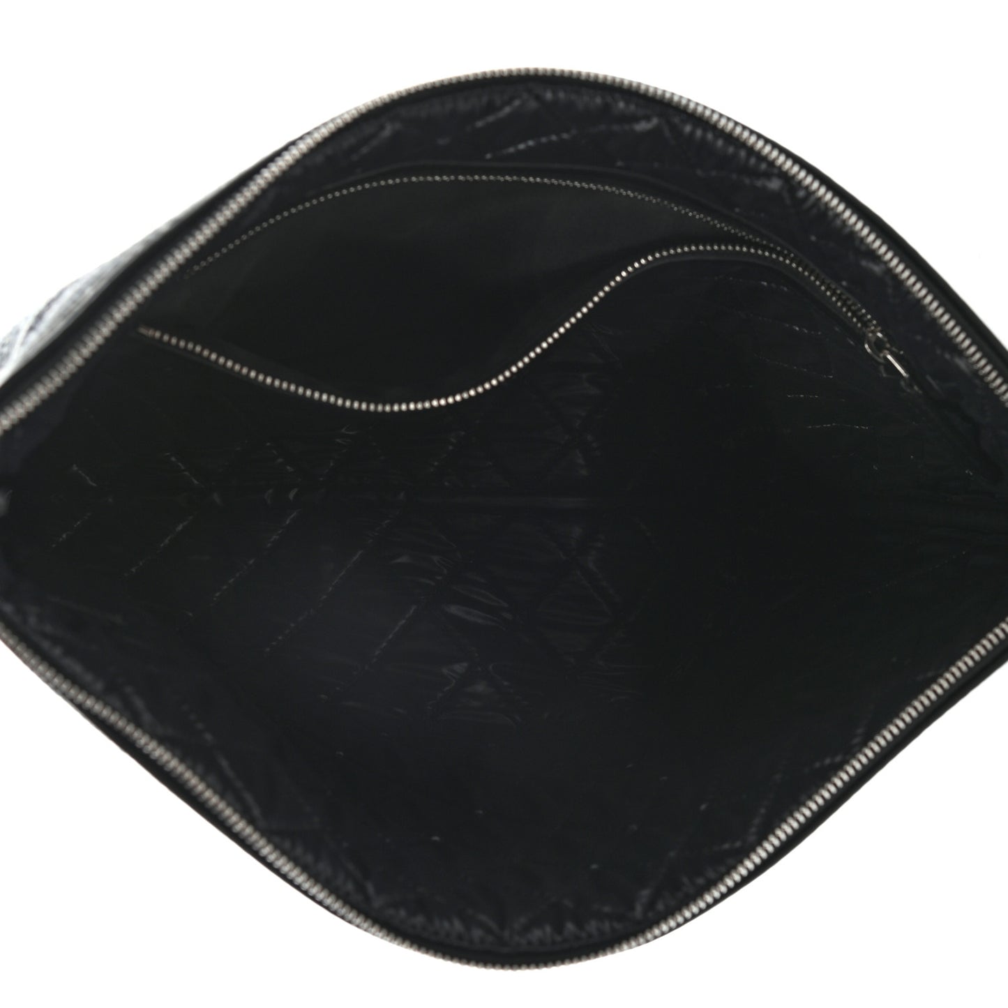 Striped Canvas Large Deauville Pouch Clutch Black