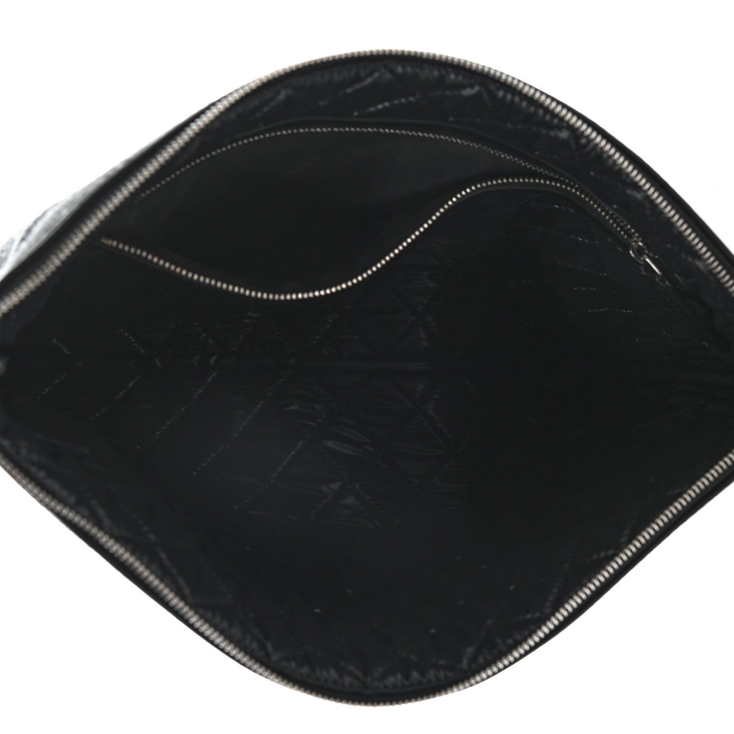 Chanel Striped Canvas Large Deauville Pouch Clutch Black 5 of 7