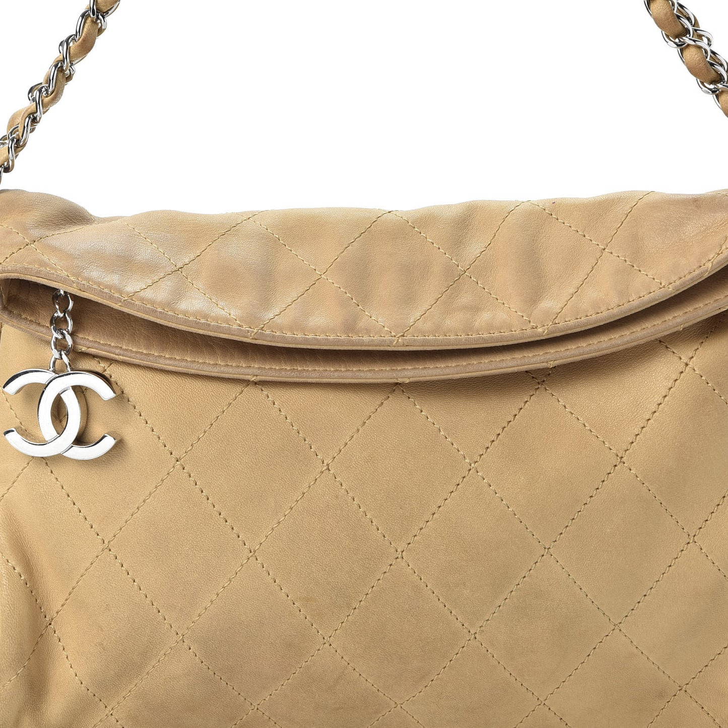 Lambskin Stitched Medium Ultimate Soft Tote Beige
